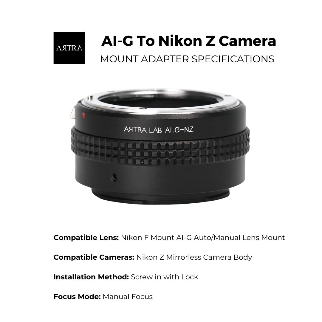 ARTRA LAB Nikon F Mount AI-G To Nikon Z Mount Camera Body Adapter